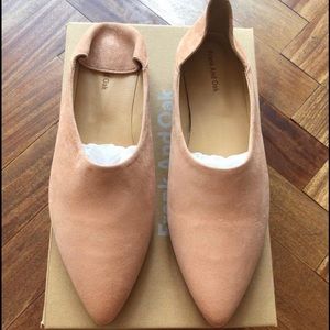 Frank and Oak peach suede pointy shoes size 9